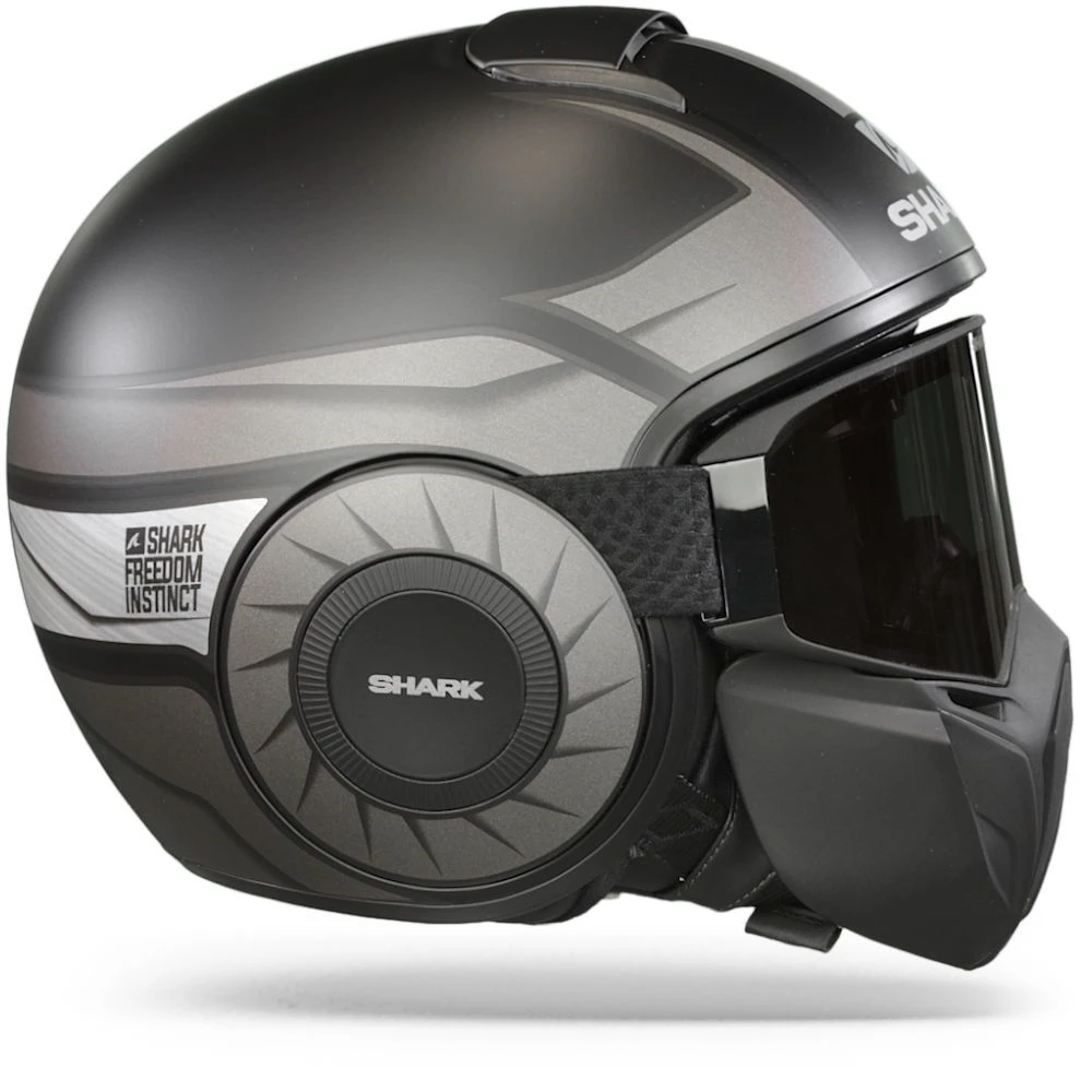 Shark Street Drak Tribute Rm Mat Zwart Chrom Zilver KUS Jethelm 7 Shark Street Drak Tribute Rm Mat Zwart Chrom Zilver KUS Jethelm - Afbeelding 5