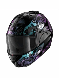 Shark Evo ES K-Rozen Zwart Violet Glitter KVX Systeemhelm 7 Shark Evo ES K-Rozen Zwart Violet Glitter KVX Systeemhelm -Shark Verkoopwinkel shark evo es k rozen black violet glitter kvx 1