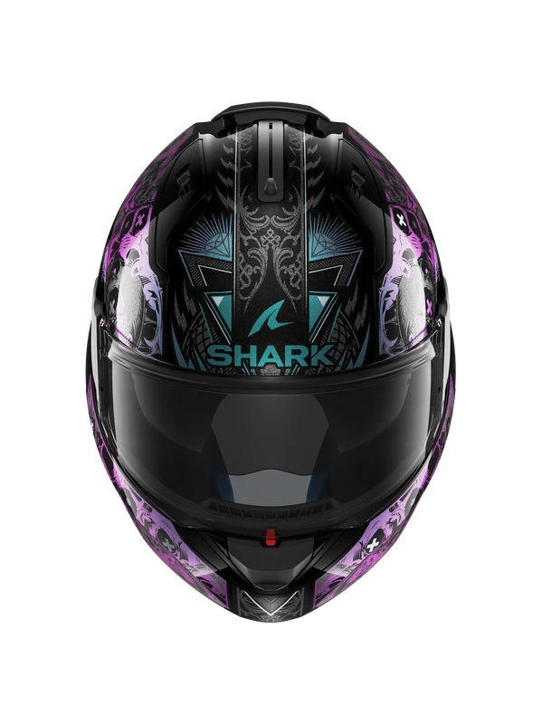 Shark Evo ES K-Rozen Zwart Violet Glitter KVX Systeemhelm 3 Shark Evo ES K-Rozen Zwart Violet Glitter KVX Systeemhelm