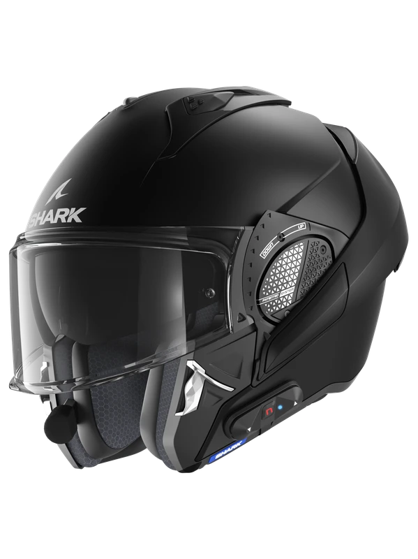 Shark Pack Evo GT N-Com B802 Blank Mat Zwart Mat KMA Systeemhelm 5 Shark Pack Evo GT N-Com B802 Blank Mat Zwart Mat KMA Systeemhelm - Afbeelding 3