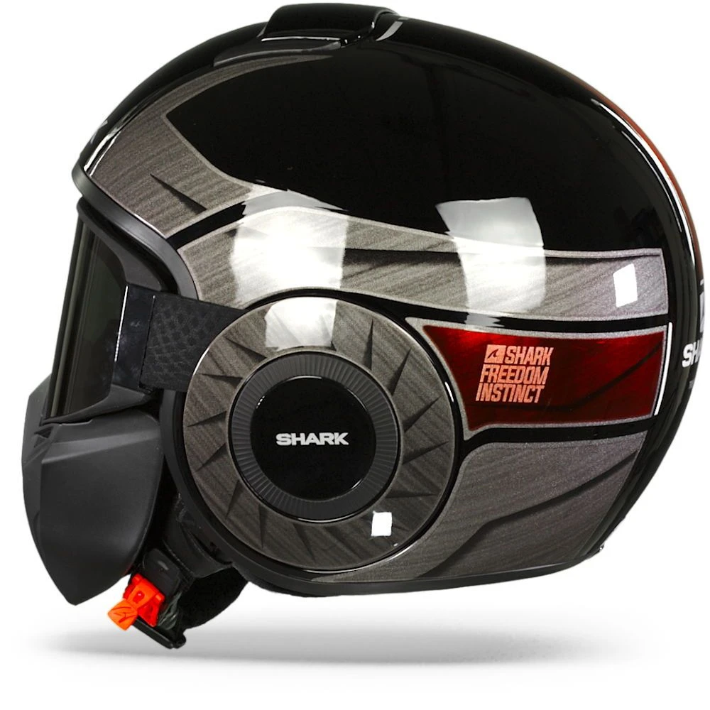 Shark Street Drak Tribute Rm Zwart Chrom Rood KUR Jethelm 7 Shark Street Drak Tribute Rm Zwart Chrom Rood KUR Jethelm - Afbeelding 5