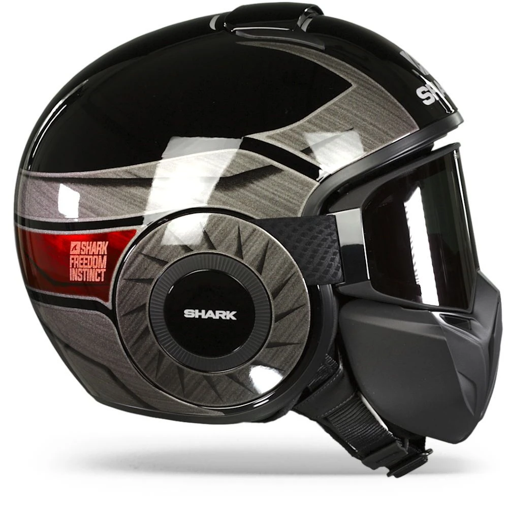 Shark Street Drak Tribute Rm Zwart Chrom Rood KUR Jethelm 4 Shark Street Drak Tribute Rm Zwart Chrom Rood KUR Jethelm - Afbeelding 2