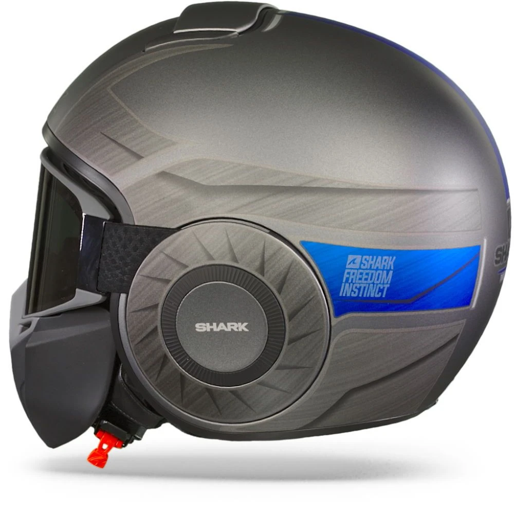 Shark Street Drak Tribute Rm Mat Antraciet Chrom Blauw AUB Jethelm 8 Shark Street Drak Tribute Rm Mat Antraciet Chrom Blauw AUB Jethelm - Afbeelding 6