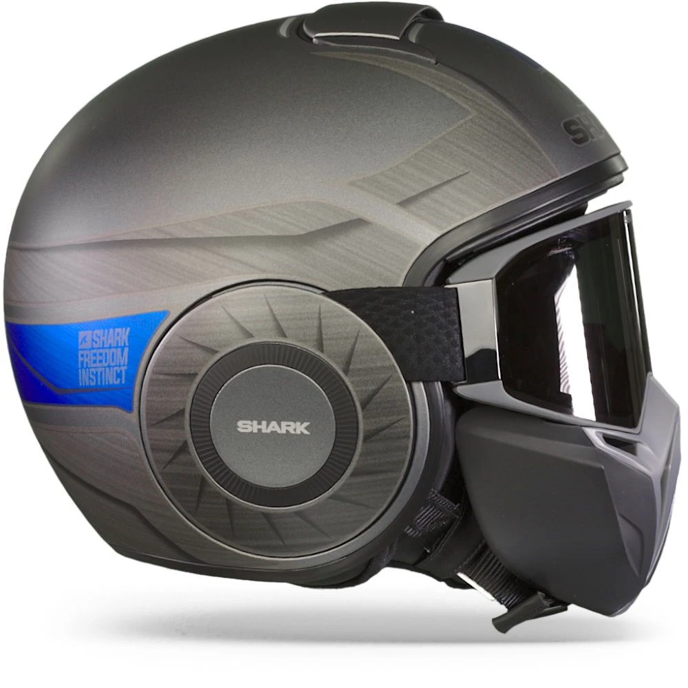 Shark Street Drak Tribute Rm Mat Antraciet Chrom Blauw AUB Jethelm 3 Shark Street Drak Tribute Rm Mat Antraciet Chrom Blauw AUB Jethelm