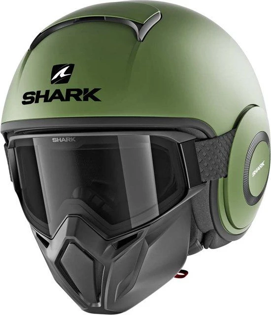 Shark Street Drak Blank GMA Mat Groen Jethelm 4 Shark Street Drak Blank GMA Mat Groen Jethelm - Afbeelding 2