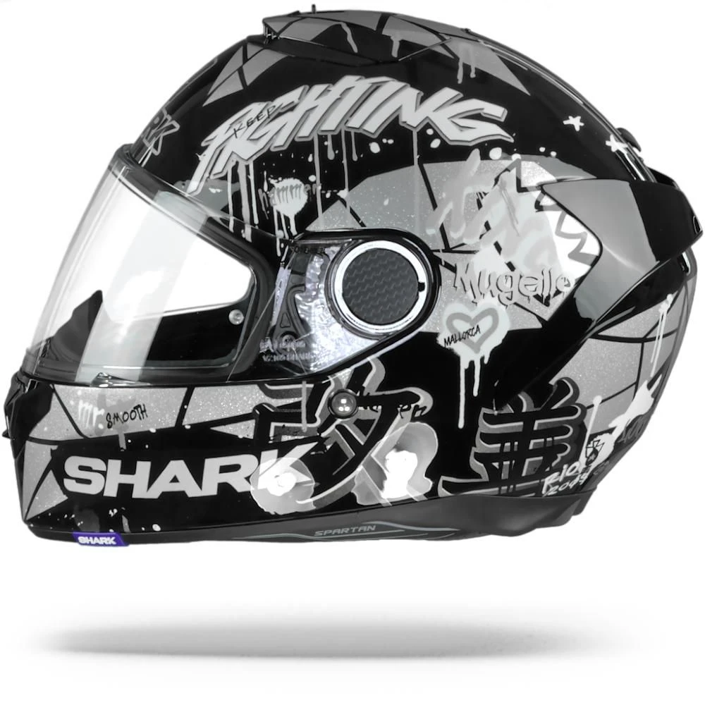 Shark Spartan 1.2 Lorenzo Catalunya GP Zwart Wit Glitter KWX Integraalhelm 3 Shark Spartan 1.2 Lorenzo Catalunya GP Zwart Wit Glitter KWX Integraalhelm - Afbeelding 2