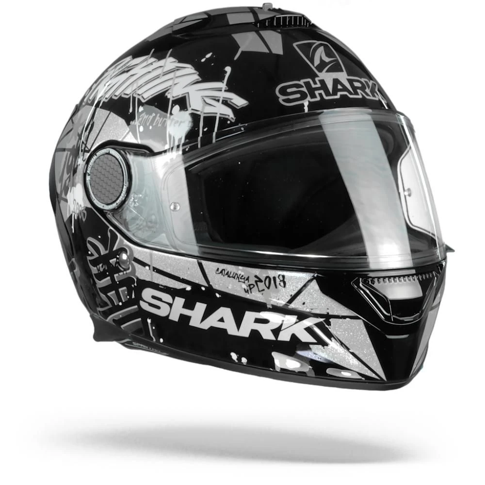 Shark Spartan 1.2 Lorenzo Catalunya GP Zwart Wit Glitter KWX Integraalhelm 4 Shark Spartan 1.2 Lorenzo Catalunya GP Zwart Wit Glitter KWX Integraalhelm - Afbeelding 3